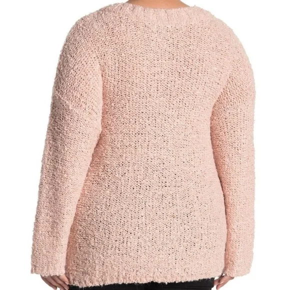 Susina Chunky Knit Boucle V Neck Sweater Rose Pink Size 3X - Picture 2 of 6